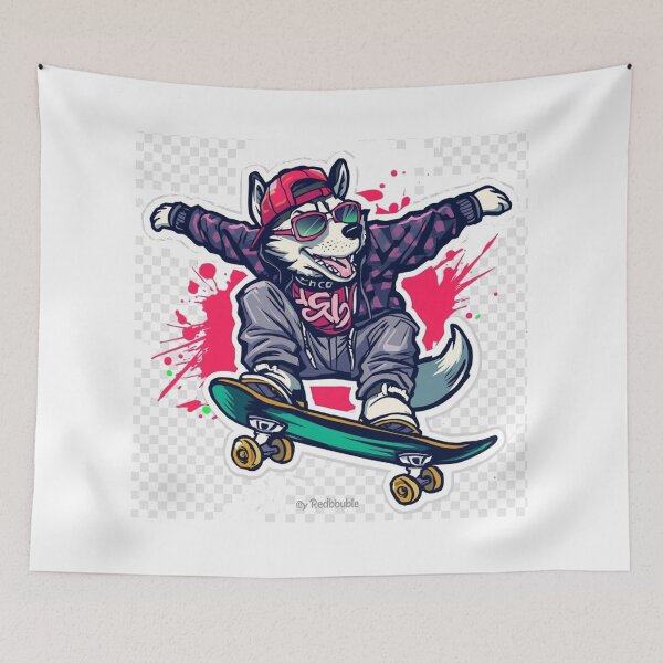 Item preview, Skateboarding Husky Sticker – Cool Urban Dog Skater Graphic Design designed and sold by MAStrends.