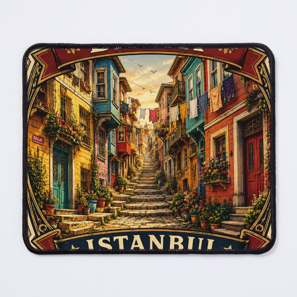 Item preview, Balat Istanbul Vintage Travel Badge | Colorful Historic Neighborhood Sticker designed and sold by DreamPaw Studio.