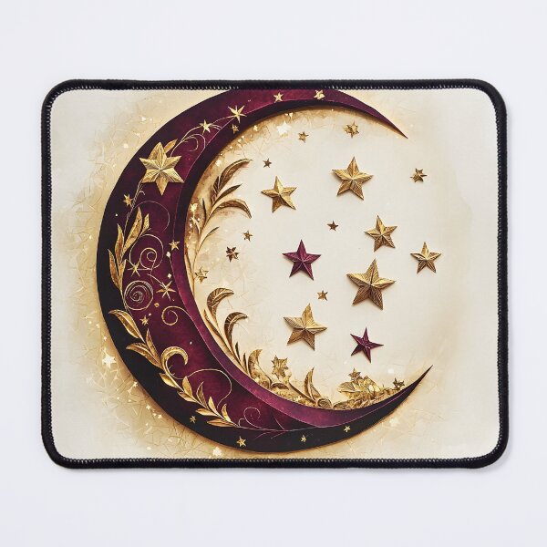 Item preview, Ornate burgundy gold lunar art print designed and sold by Checho30.