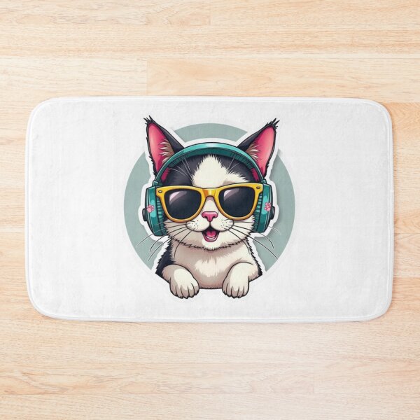 Item preview, Cool Cat with Headphones designed and sold by ARVI'S ART STUDIO.