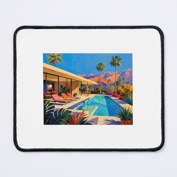 Item preview, Desert Oasis Retreat | Mid-Century Modern Pool Art designed and sold by stickyhubprinting.