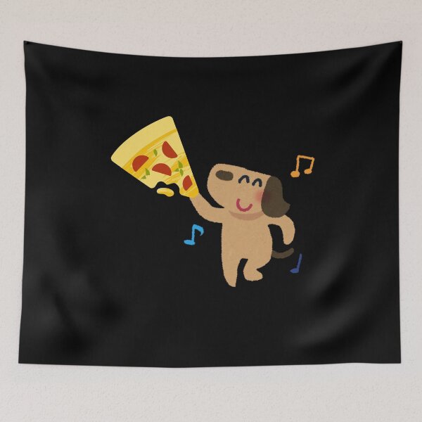 Item preview, Cute Pizza Dog - Funny Puppy Eating Pizza Slice Illustration designed and sold by Wild Horizon Studio.