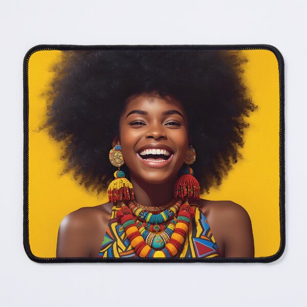Item preview, African Woman Natural Afro Hair Colorful Jewelry Portrait designed and sold by SavannaCanvas.