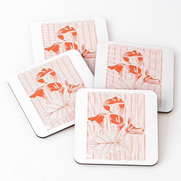 Item preview, Plant Anthorium Leaf Flower Lily Drawing Linocut Design Vintage Red Orange (Aronskelken, 1919) designed and sold by LockeL.