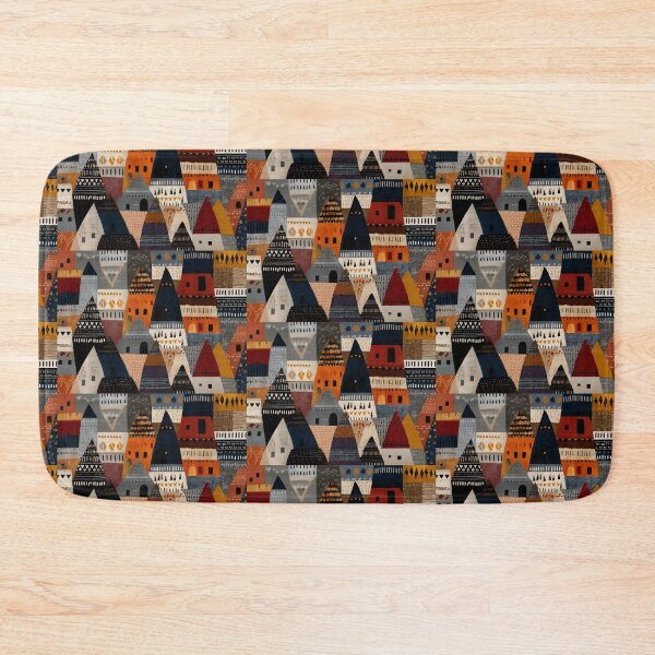 Item preview, Scandinavian Folk Art Woodland Village Pattern | Nordic Gnome Village | Rustic Boho Nature Collage | Mid Century Modern Wall Art designed and sold by Babylone Art Design.