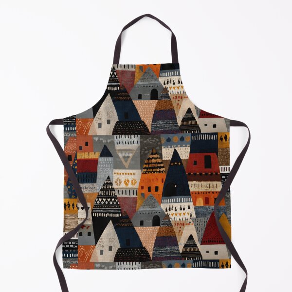 Item preview, Scandinavian Folk Art Woodland Village Pattern | Nordic Gnome Village | Rustic Boho Nature Collage | Mid Century Modern Wall Art designed and sold by Babylone Art Design.