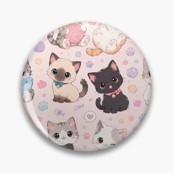 Item preview, Kawaii Cat Pattern Seamless Design designed and sold by Aramdesing.