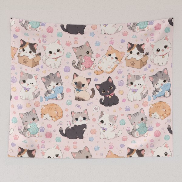 Item preview, Kawaii Cat Pattern Seamless Design designed and sold by Aramdesing.