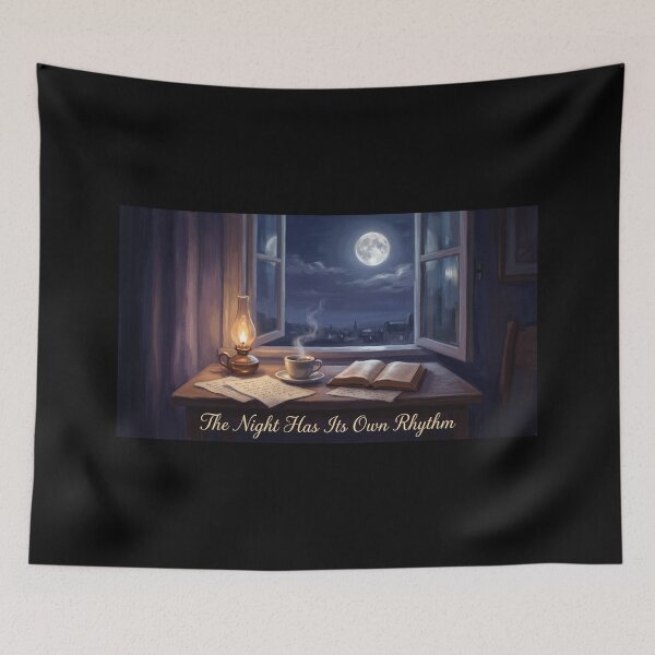 Item preview,  `The Night Has Its Own Rhythm Coffee Moon Poster Night Shift Worker Art Print` designed and sold by FirmHoldStudio.