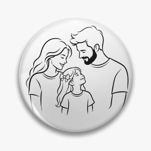 Item preview, Minimal Family Love Line Art – Mom, Dad & Daughter designed and sold by FAZ-DESIGNS.