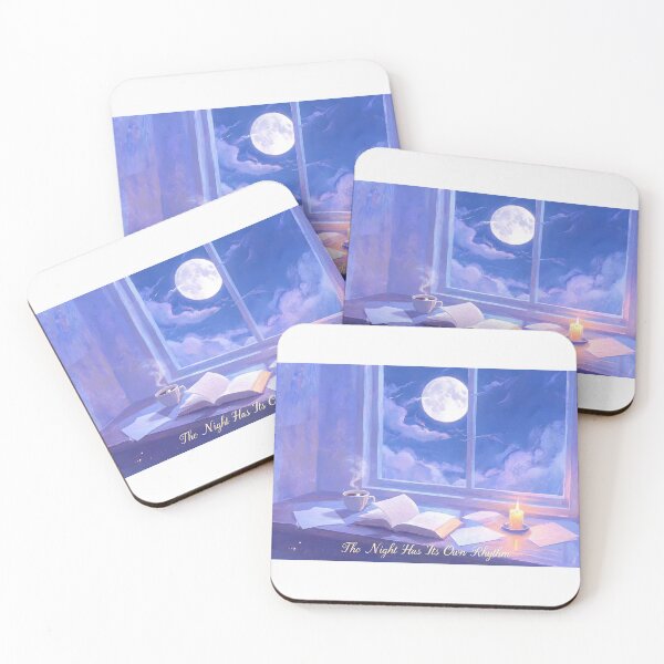 Item preview, `The Night Has Its Own Rhythm Coffee Moon Poster Night Shift Worker Art Print` designed and sold by FirmHoldStudio.
