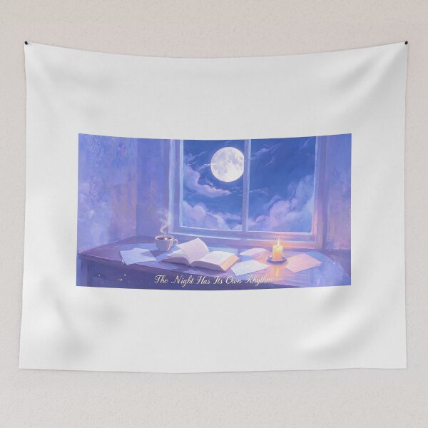 Item preview, `The Night Has Its Own Rhythm Coffee Moon Poster Night Shift Worker Art Print` designed and sold by FirmHoldStudio.