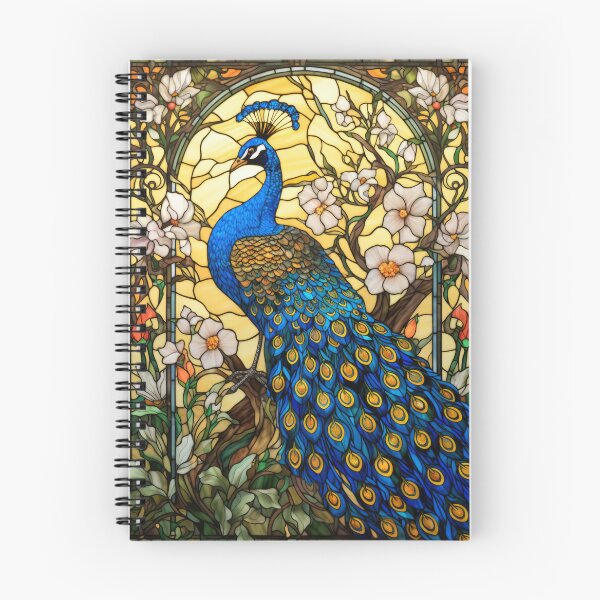 Item preview, Stained Glass Peacock with Apple Blossoms designed and sold by pinkal.