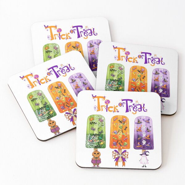 Item preview, Trick or Treat Halloween Popsicles Watercolor Illustration – Cute Spooky Ice Pops designed and sold by VibranPalette.