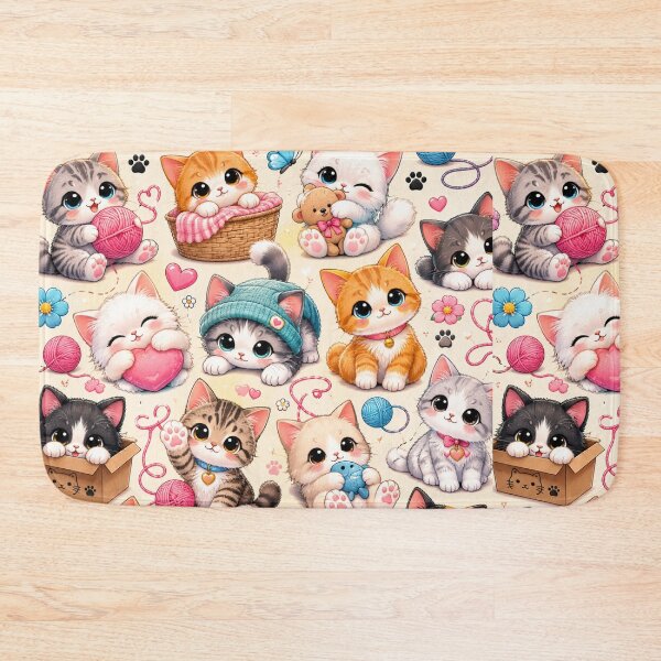 Item preview, Kawaii Cat Pattern Seamless Design designed and sold by Aramdesing.