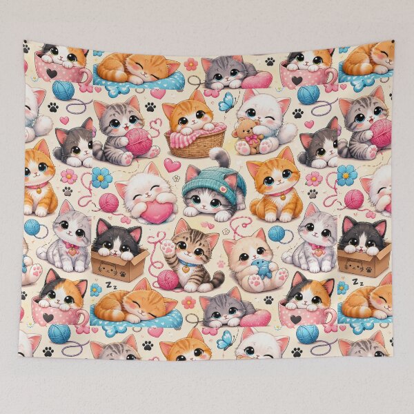 Item preview, Kawaii Cat Pattern Seamless Design designed and sold by Aramdesing.