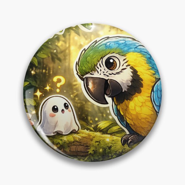 Item preview, Curious Macaw Tiny Ghost designed and sold by QuirkNest Studio .