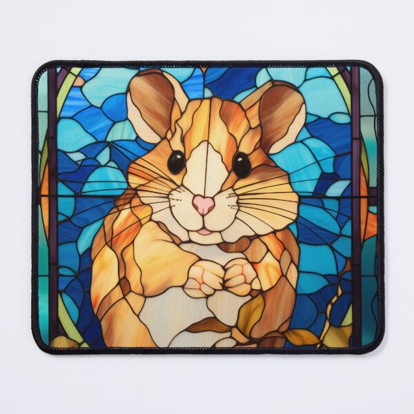 Item preview, Cute Golden Hamster in a Colorful Stained Glass Window Design designed and sold by pinkal.
