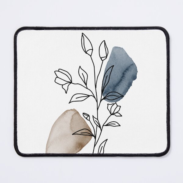 Item preview, Line wildflowers, blue and brown watercolor botanical, abstract floral C designed and sold by ArticraftShop.