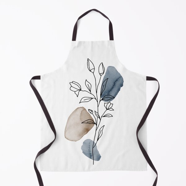 Item preview, Line wildflowers, blue and brown watercolor botanical, abstract floral C designed and sold by ArticraftShop.
