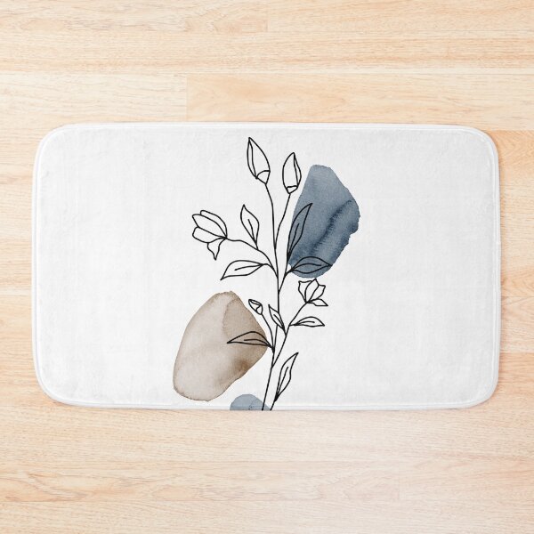 Item preview, Line wildflowers, blue and brown watercolor botanical, abstract floral C designed and sold by ArticraftShop.