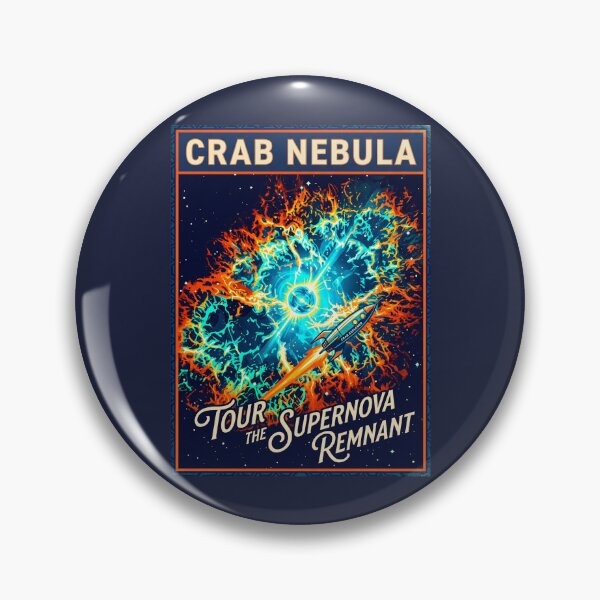 Item preview, Crab Nebula Supernova Retro NASA Travel Poster designed and sold by RetroRewind Studio.