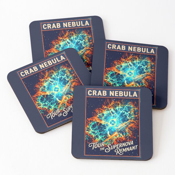 Item preview, Crab Nebula Supernova Retro NASA Travel Poster designed and sold by RetroRewind Studio.