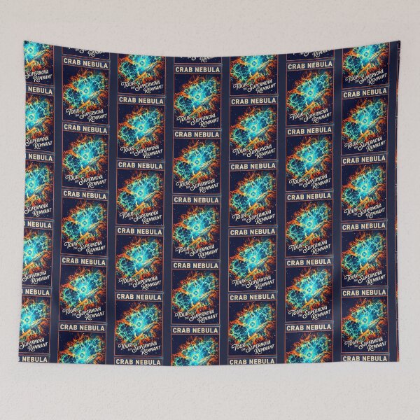 Item preview, Crab Nebula Supernova Retro NASA Travel Poster designed and sold by RetroRewind Studio.