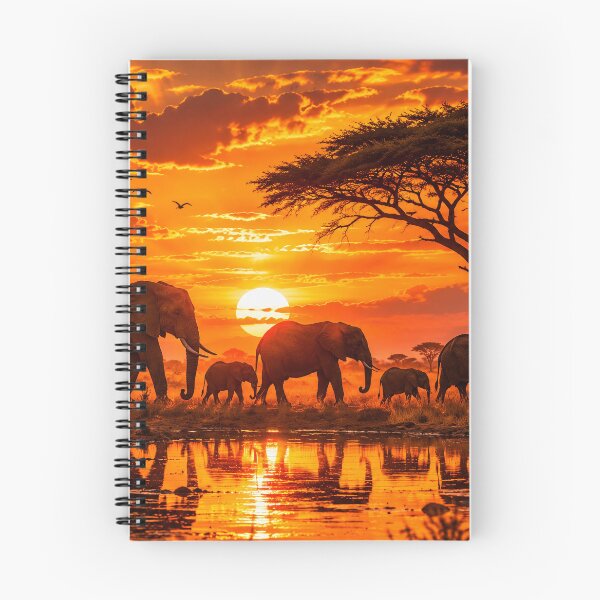 Item preview, African Elephant Family Savanna Sunset Golden Sky designed and sold by SavannaCanvas.