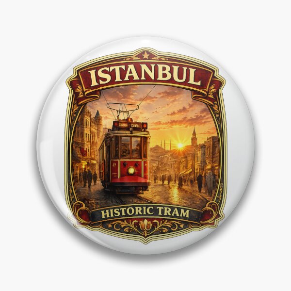 Item preview, Istanbul Historic Tram Vintage Travel Badge | Retro Turkey Souvenir Sticker designed and sold by DreamPaw Studio.