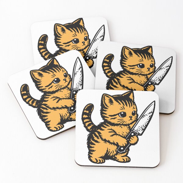 Item preview, Kitten of Chaos – Black & White Vintage Style Illustration designed and sold by PIXEL POP DESIGNS - Beyond the Norm!.