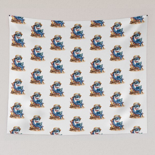 Item preview, Cute Shark Reading a Journal on Beach Chair designed and sold by PrintoraSpirit.
