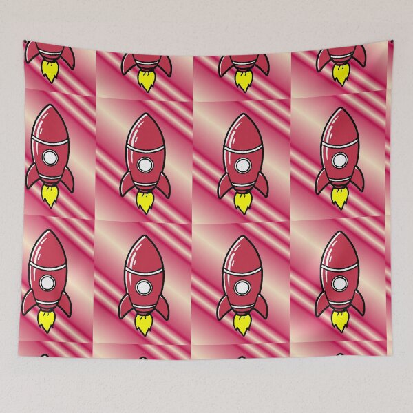Item preview, Retro Red Kawaii Cartoon Space Rocket Vintage Minimal designed and sold by AstronautMerch.
