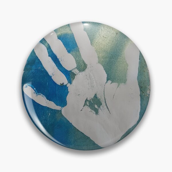 Item preview, Blue Green Handprint acrylic painting  designed and sold by Emily Macafore.