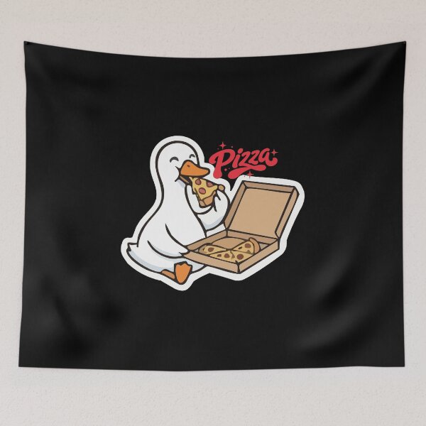 Item preview, Pizza Goose Funny Goose Eating Pizza Cute Food Lover Sticker designed and sold by Tiatooty.