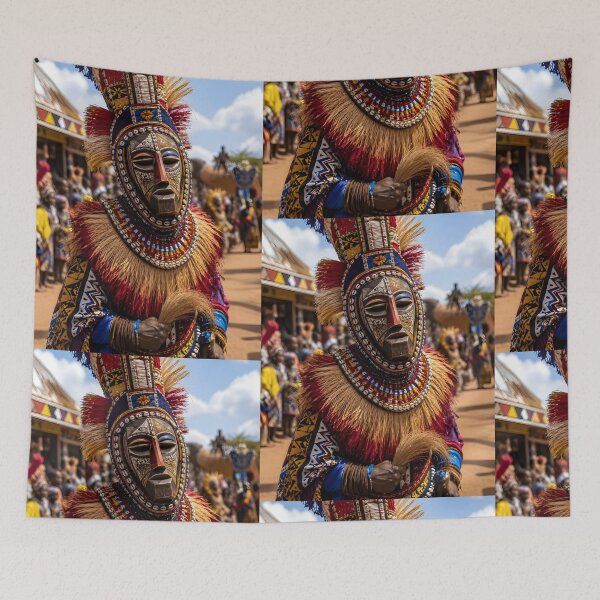Item preview, Traditional African Masquerade Festival Portrait designed and sold by SavannaCanvas.