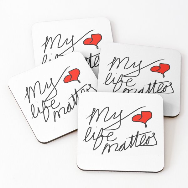 Item preview, My Life Matters Handwritten In Black With White Background and Red Drawn Heart designed and sold by StoicBean.