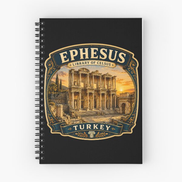 Item preview, Ephesus Library of Celsus Vintage Travel Badge | Turkey Ancient Ruins Sticker designed and sold by DreamPaw Studio.