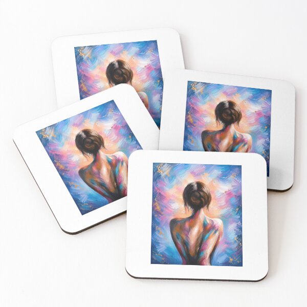 Item preview, Colorful Soul | Abstract Feminine Silhouette in Blue & Gold designed and sold by ABelgianChocolatierPaints.