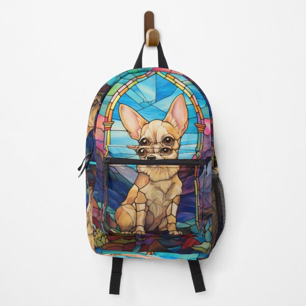 Item preview, Cute Fawn Chihuahua in a Colorful Stained Glass Window Design designed and sold by pinkal.