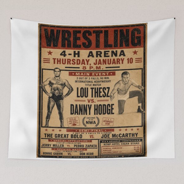 Item preview, Lou Thesz vs Danny Hodge Vintage Wrestling Poster | NWA Territorial Wrestling Retro Arena Fight Advertisement designed and sold by The Irish Whip.