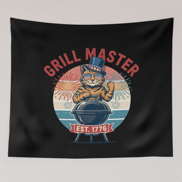 Item preview, BBQ King Patriotic Cat designed and sold by WikaKowalczyk.