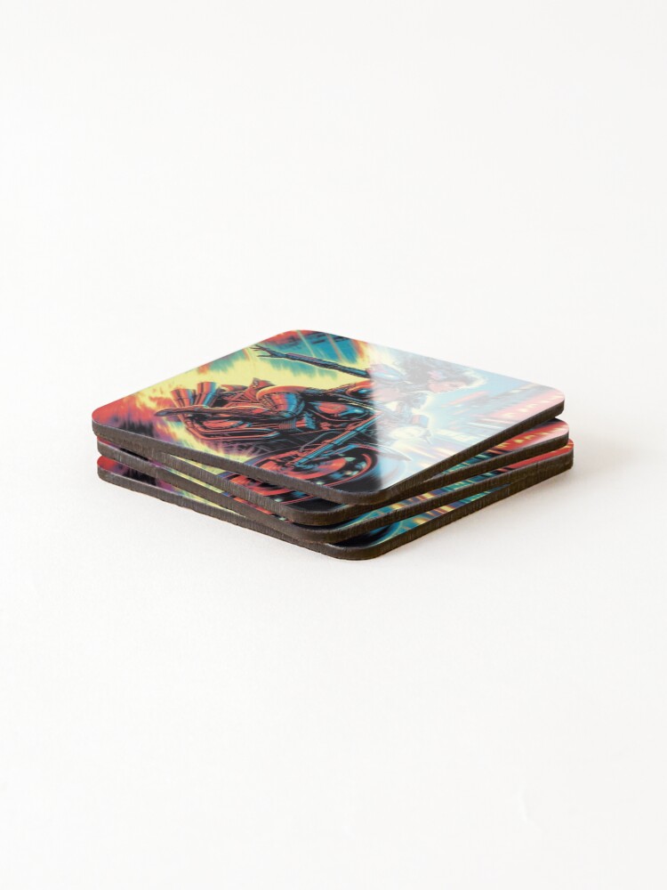 Thumbnail 4 of 5, Coasters (Set of 4), Neon Rider designed and sold by ITSimagination.