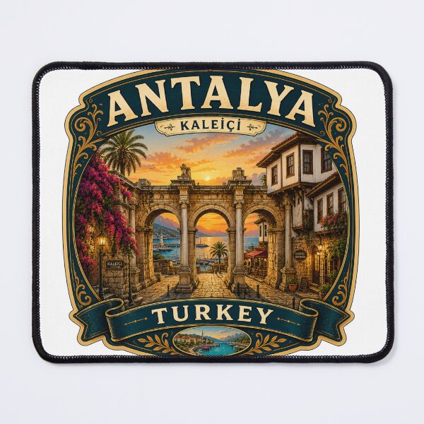 Item preview, Antalya Kaleici Vintage Travel Badge | Hadrian's Gate Turkey Souvenir Sticker designed and sold by DreamPaw Studio.