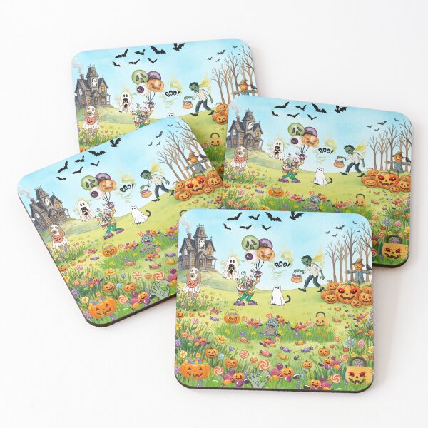 Item preview, Spooky Halloween Meadow Watercolor Illustration – Haunted House, Ghosts, and Monsters Landscape designed and sold by VibranPalette.