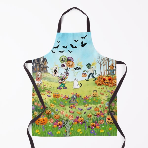 Item preview, Spooky Halloween Meadow Watercolor Illustration – Haunted House, Ghosts, and Monsters Landscape designed and sold by VibranPalette.