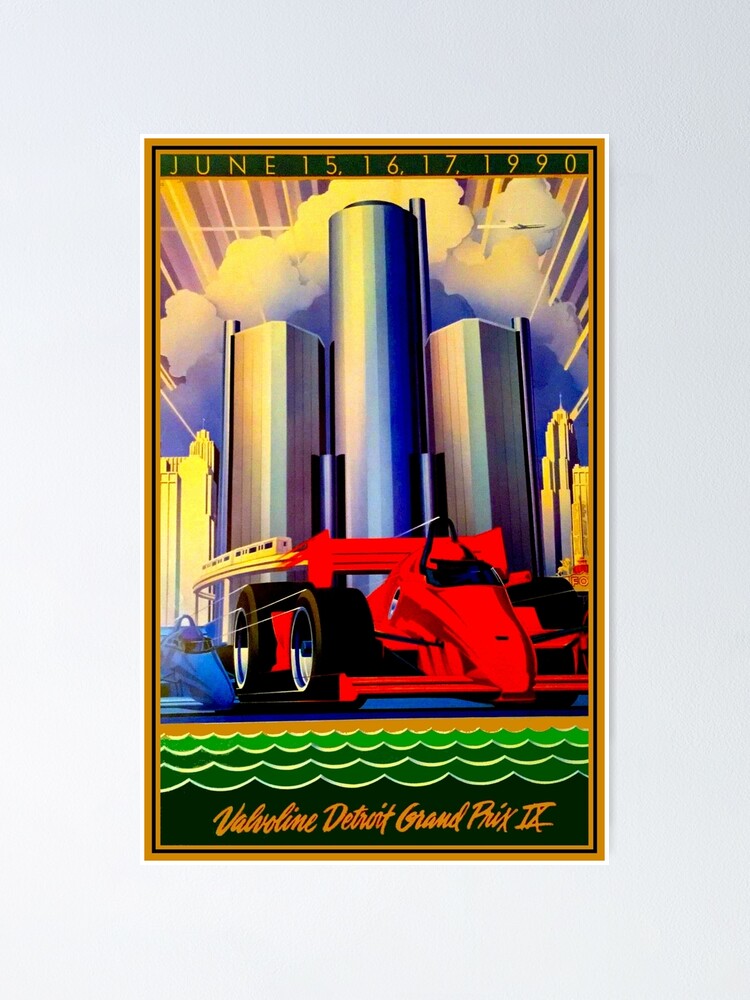 Detroit Michigan USA Vintage Travel Poster, Car, Automotive