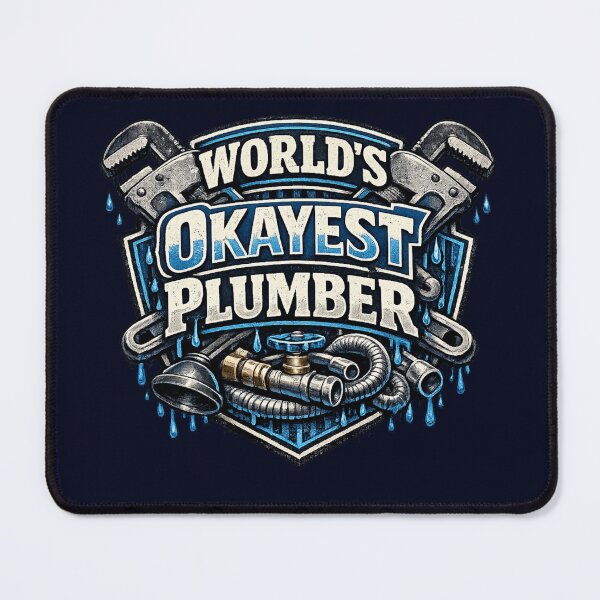 Item preview, World's Okayest Plumber Funny Retro Shield Pipe Wrench designed and sold by PACS0011.