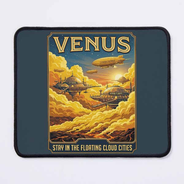Item preview, Venus Cloud Cities Retro NASA Travel Poster Floating designed and sold by RetroRewind Studio.