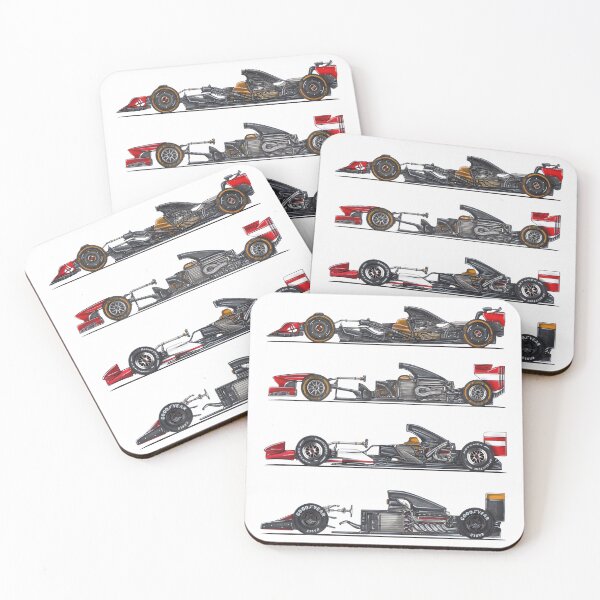 Item preview, Exclusive cutaway drawing collage legendary italian racing bolides red SF-23 V6 turbocharged hybrid engine, F138 Tipo 056 V8, F2004 Tipo 053 V10, Model 643 Tipo 037 V12 designed and sold by Cars23.